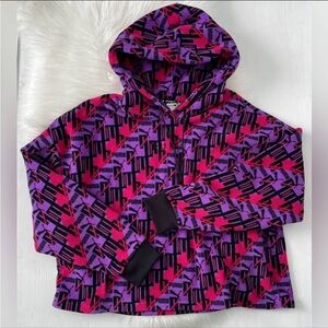 EUC Puma Retro Print XTG Oversized Cropped Hoodie Medium